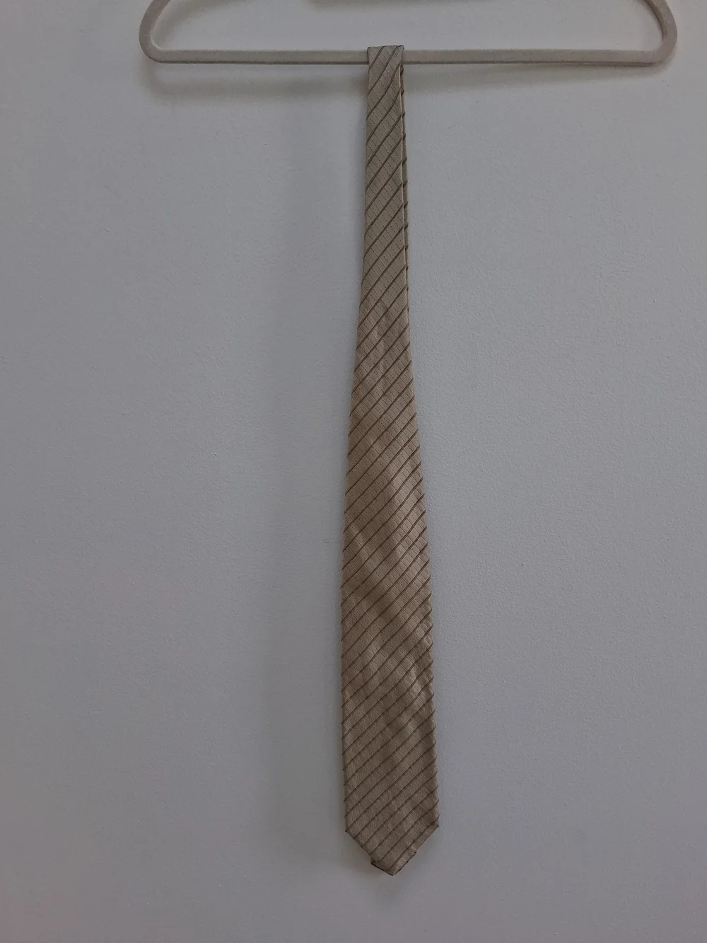 Emporio Armani Pure Silk Jacquard    Striped Tie Beige  Classic Elegant Designer